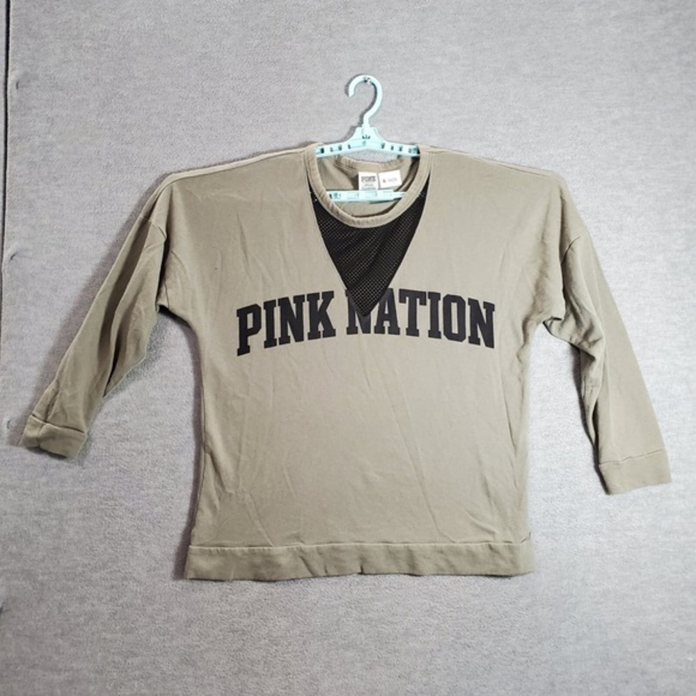PINK Victoria's Secret‎ Women Sweatshirt Large Green Pink Nation Pullover